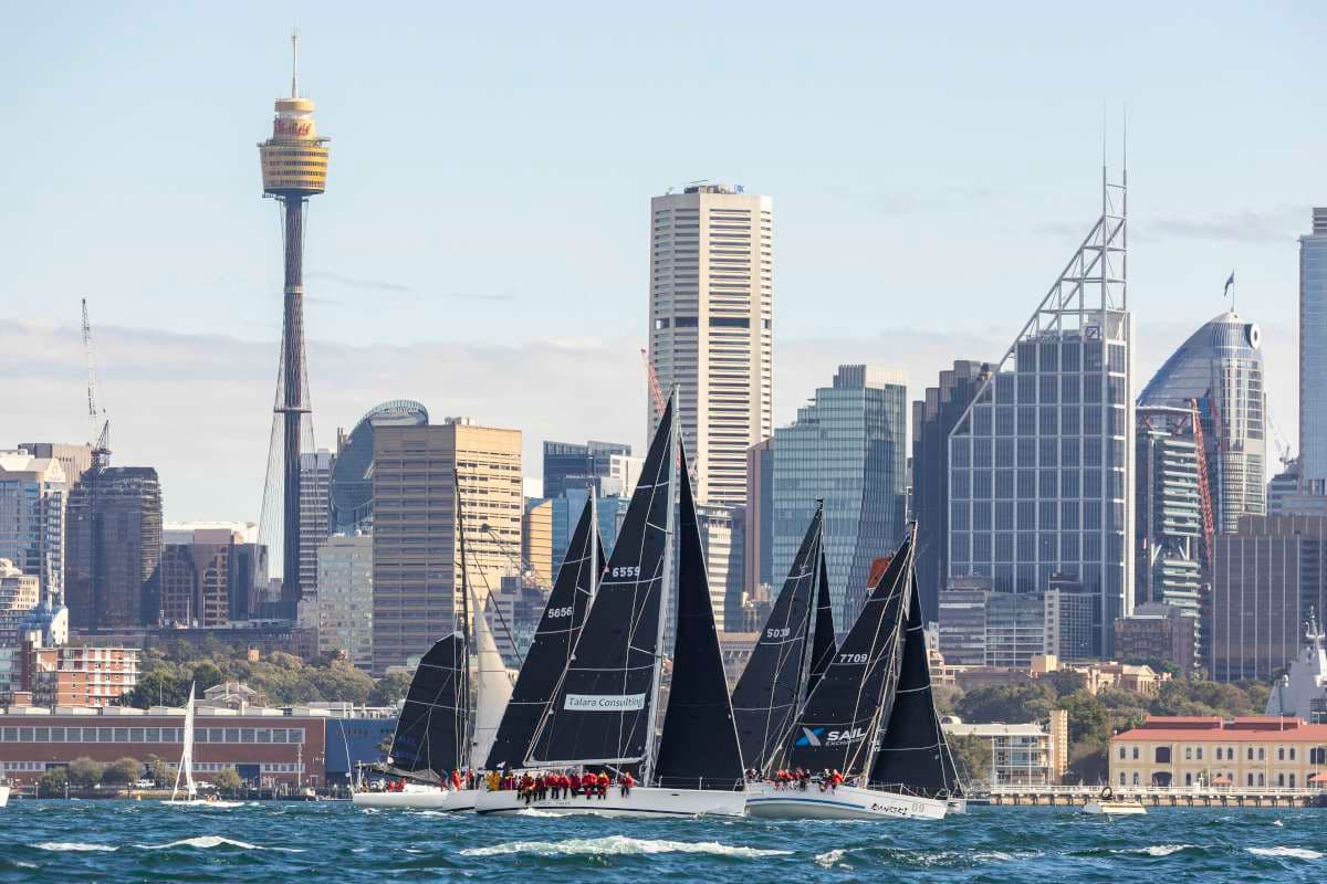 Fleet arriving at Surfers Paradise finish of the Sydney to Gold Coast race