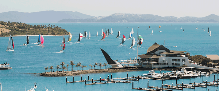 Hamilton Island Race Week fleet in turquoise Whitsunday waters